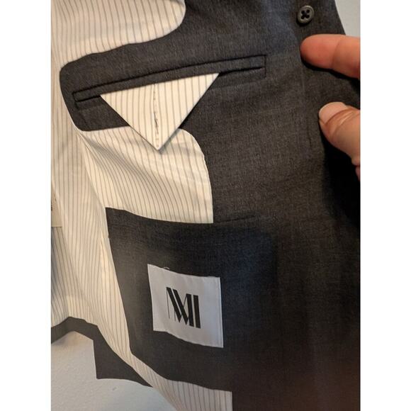 MM Lafleur The Ross Wool Blend Blazer Charcoal Grey Womens +1 (XL) Tw Button - Picture 8 of 9